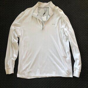 WHITE CALVIN KLEIN LIQUID COTTON QUARTER ZIP LONG SLEEVE SHIRT SIZE XL/TG
